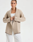 Quincy | Contrast Stitched Shawl Collar Belted Knit Outerwear 2