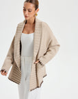 Quincy | Contrast Stitched Shawl Collar Belted Knit Outerwear 3