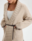 Quincy | Contrast Stitched Shawl Collar Belted Knit Outerwear 4