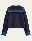 Racy | Sailor Collar Denim Trim Knit Outerwear 1