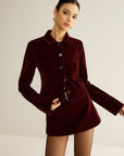 Raquel | Velvet Lapel Short Blazer 0