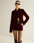 Raquel | Velvet Lapel Short Blazer 2