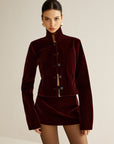 Raquel | Velvet Lapel Short Blazer 4