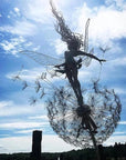 Bezaubernde Metall-Feengarten-Skulptur – Robuste Außenornament für magische Gartendekoration