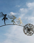 Bezaubernde Metall-Feengarten-Skulptur – Robuste Außenornament für magische Gartendekoration