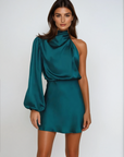 SatinGrace | Elegant One-Shoulder Evening Gown 0