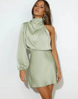 SatinGrace | Elegant One-Shoulder Evening Gown 5