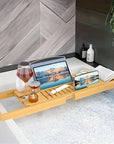 Solavera | Elegant Sustainable Bamboo Bathtub Relaxation Tray 3