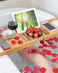 Solavera | Elegant Sustainable Bamboo Bathtub Relaxation Tray 5