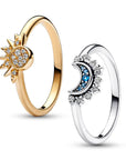Sparkling moon-sun-silver crystal ring 1