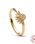 Sparkling moon-sun-silver crystal ring 2