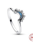 Sparkling moon-sun-silver crystal ring 3