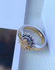 Sparkling moon-sun-silver crystal ring 5