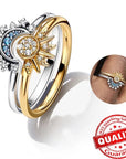 Sparkling moon-sun-silver crystal ring 6