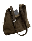 Stylish Suede Handbag with Adjustable Strap and High Capacity – Elegant Trunk Design 1