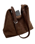 Stylish Suede Handbag with Adjustable Strap and High Capacity – Elegant Trunk Design 3