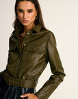 Teressa | Belted PU Leather Cargo Shirt Jacket 3