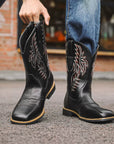 TimberRanch | Men’s Western Cowboy Boots with Embroidered Mid-Calf Square Toe Design 3