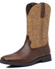 TimberRanch | Men’s Western Cowboy Boots with Embroidered Mid-Calf Square Toe Design 5