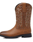 TimberRanch | Men’s Western Cowboy Boots with Embroidered Mid-Calf Square Toe Design 6