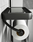Toilet Roll Holder with Black Metal Shelf 1