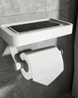 Toilet Roll Holder with Black Metal Shelf 3