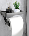 Toilet Roll Holder with Black Metal Shelf 4