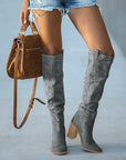 Trendy Gray Women's Boots with Block Heels – Urban Western Style for Versatile Outfits 0