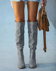 Trendy Gray Women's Boots with Block Heels – Urban Western Style for Versatile Outfits 2