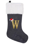 VelvetMonogram | Stylish Personalized Gray Christmas Stocking Decoration 11