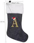 VelvetMonogram | Stylish Personalized Gray Christmas Stocking Decoration 1