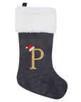 VelvetMonogram | Stylish Personalized Gray Christmas Stocking Decoration 21