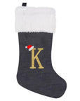 VelvetMonogram | Stylish Personalized Gray Christmas Stocking Decoration 22