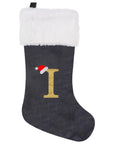 VelvetMonogram | Stylish Personalized Gray Christmas Stocking Decoration 23