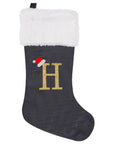 VelvetMonogram | Stylish Personalized Gray Christmas Stocking Decoration 24