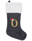 VelvetMonogram | Stylish Personalized Gray Christmas Stocking Decoration 25