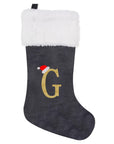 VelvetMonogram | Stylish Personalized Gray Christmas Stocking Decoration 29