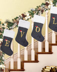 VelvetMonogram | Stylish Personalized Gray Christmas Stocking Decoration 3