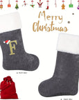 VelvetMonogram | Stylish Personalized Gray Christmas Stocking Decoration 6