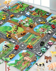 VibrantPlay | Colorful Interactive Children's Farm & Traffic Play Mat 0