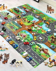 VibrantPlay | Colorful Interactive Children's Farm & Traffic Play Mat 3