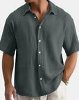 Gavin | Camicia Waffle Oliva Casual Elevata