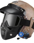Casco da Moto da Uomo Leggero Retro in Pelle PU Approvato DOT ECE