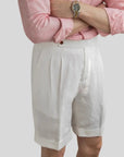 Ethan | Chic Elegant White Linen Shorts 5