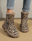 Winter Boots Women - Stylish Leopard Print Boots with Soft Lining and Platform Sole 0
