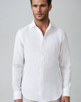 Ethan | Classic Breathable White Linen Shirt 5