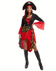 Women Pirate Lace-Up Halloween Costume Dress | Long Sleeve Asymmetrical 0