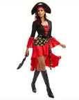 Women Pirate Lace-Up Halloween Costume Dress | Long Sleeve Asymmetrical 1