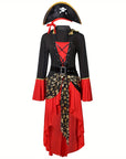 Women Pirate Lace-Up Halloween Costume Dress | Long Sleeve Asymmetrical 2