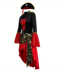 Women Pirate Lace-Up Halloween Costume Dress | Long Sleeve Asymmetrical 4